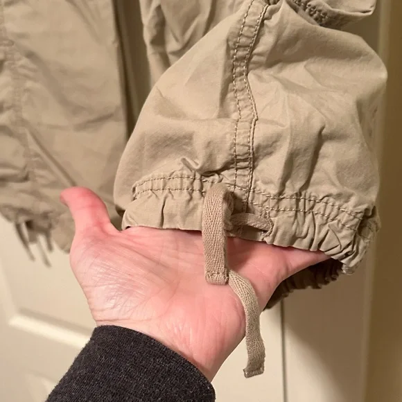 Light Taupe Cargo Capris with Drawstring Hem - Picture 9 of 11